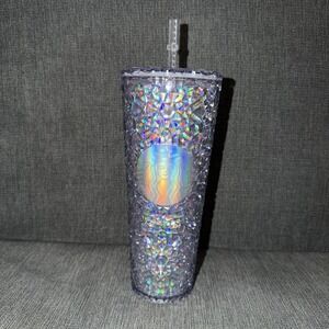 New 2024 Starbucks Silver Iridescent Gem 24oz Tumbler Cup Venti Cold Diamond NWT